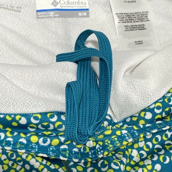 Columbia Omni-Wick shorts ladies M green yellow drawstring waist liner pocket - Picture 5 of 7